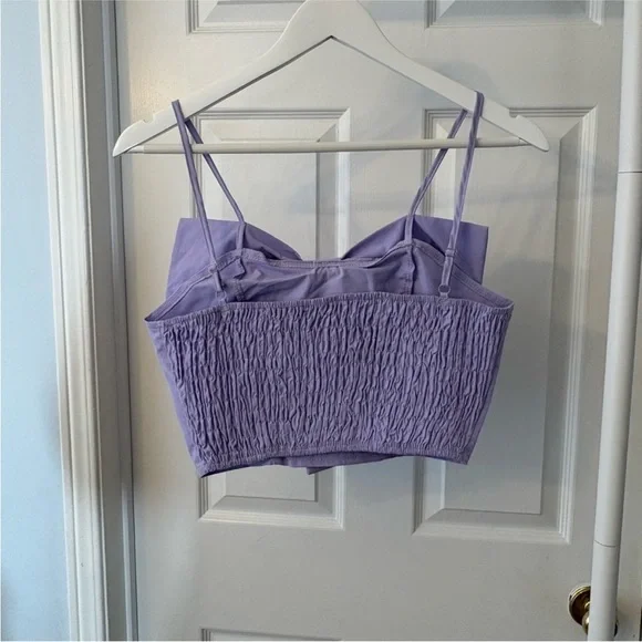 Lavender Purple Bow Crop Top Sleeveless Smocked Size 6 - Picture 7 of 14